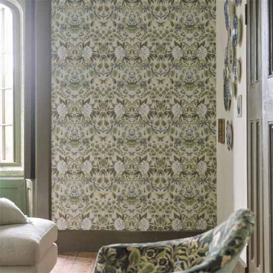 Designers Guild PDG1156/02 Ikebana Damask Eau De Nil - tapeta z motywem kwiatowego adamaszku