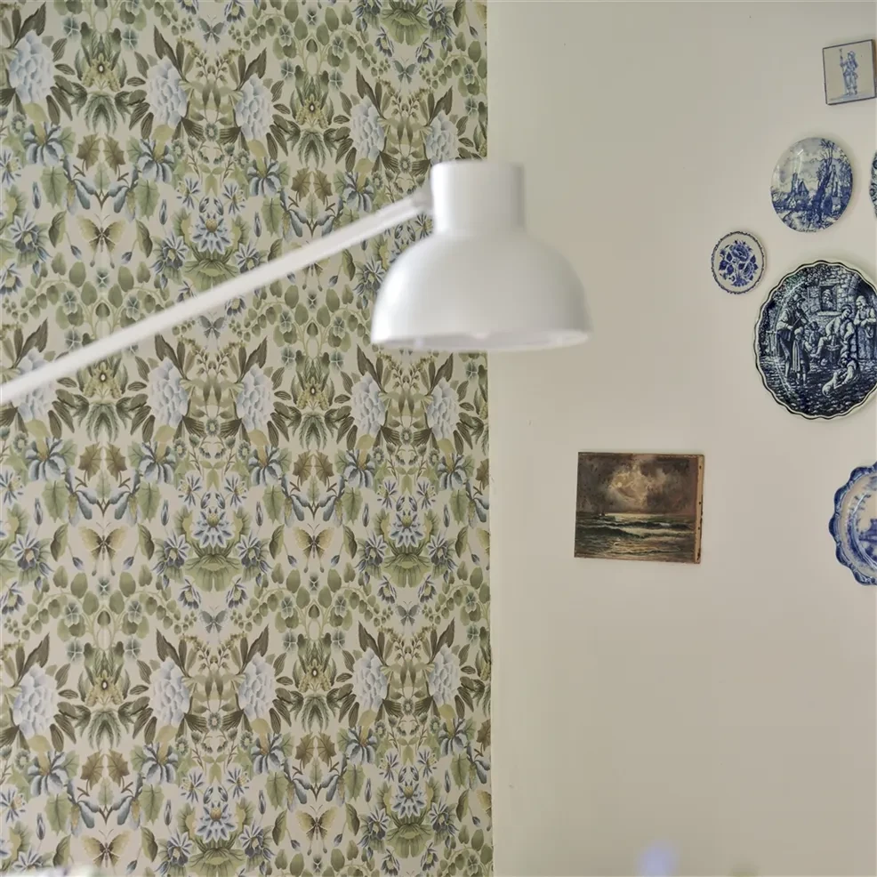 Designers Guild PDG1156/02 Ikebana Damask Eau De Nil - tapeta z motywem kwiatowego adamaszku