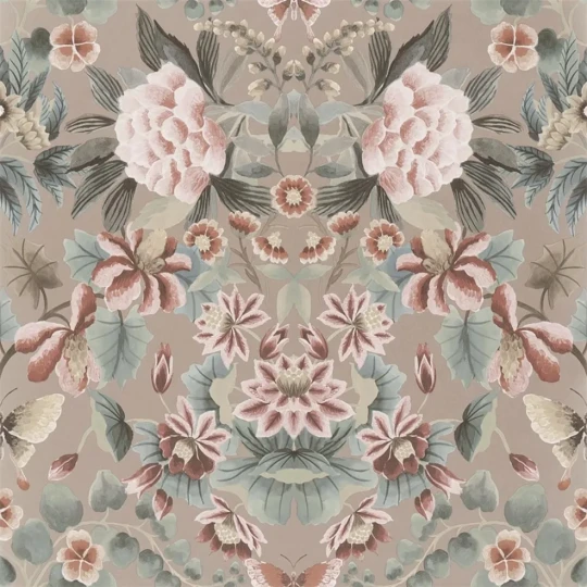 Designers Guild PDG1156/03 Ikebana Damask Gilver - tapeta z motywem kwiatowego adamaszku