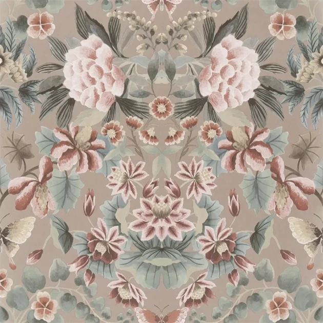 Designers Guild PDG1156/03 Ikebana Damask Gilver - tapeta z motywem kwiatowego adamaszku