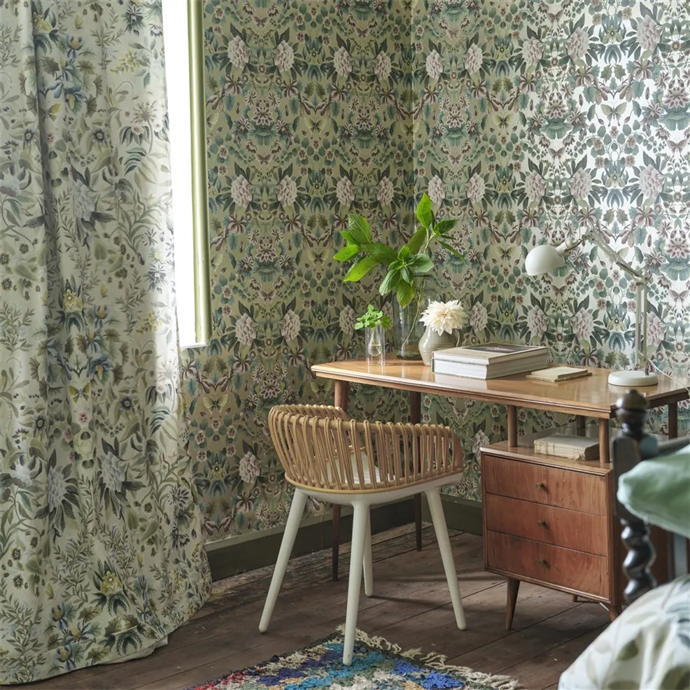 Designers Guild PDG1156/03 Ikebana Damask Gilver - tapeta z motywem kwiatowego adamaszku