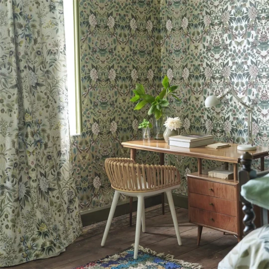 Designers Guild PDG1156/03 Ikebana Damask Gilver - tapeta z motywem kwiatowego adamaszku