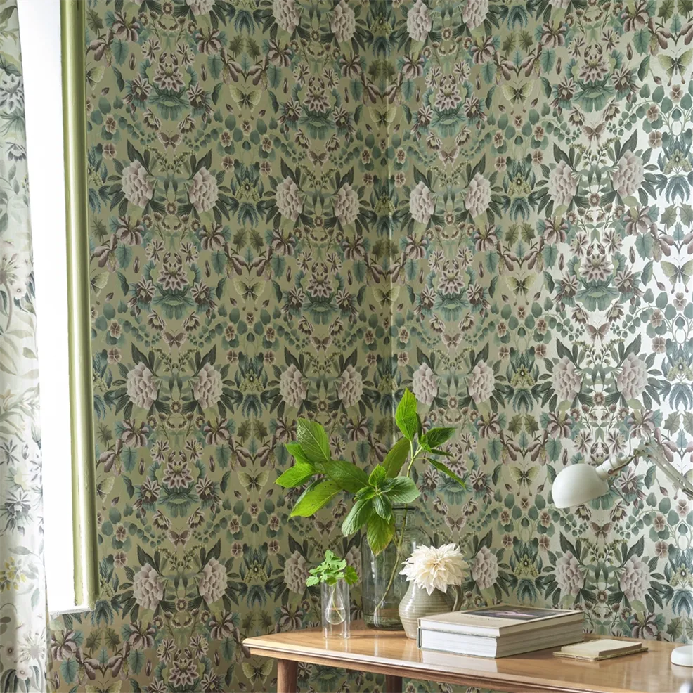 Designers Guild PDG1156/03 Ikebana Damask Gilver - tapeta z motywem kwiatowego adamaszku