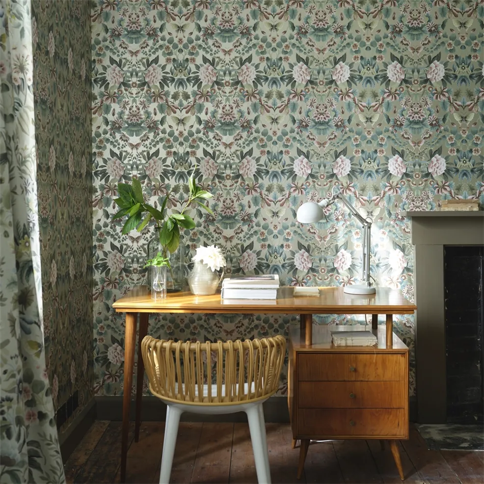 Designers Guild PDG1156/03 Ikebana Damask Gilver - tapeta z motywem kwiatowego adamaszku
