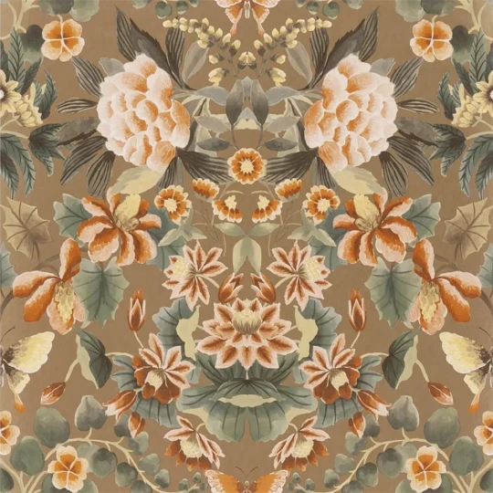 Designers Guild PDG1156/06 Ikebana Damask Gold - tapeta z motywem kwiatowego adamaszku