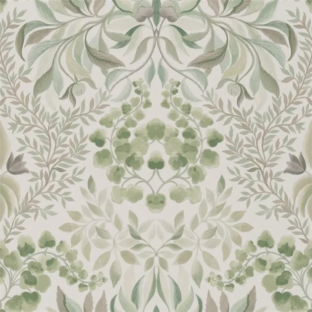 Designers Guild PDG1157/02 Ikebana Karakusa Eau De Nil - tapeta z motywem kwiatowego adamaszku