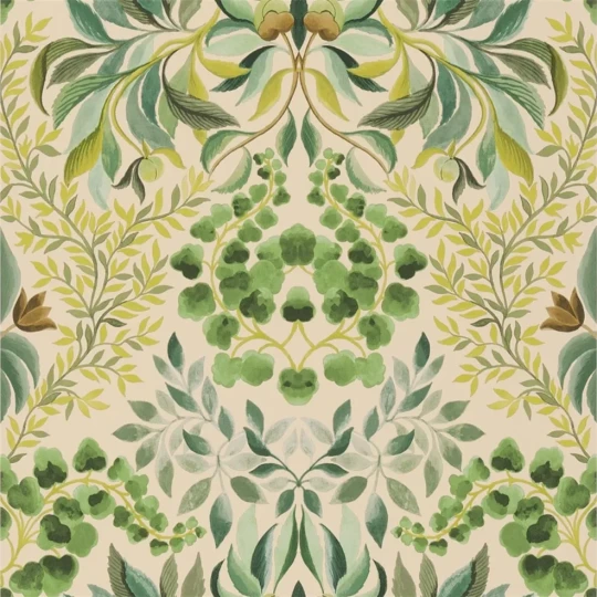 Designers Guild PDG1157/04 Ikebana Karakusa Emerald - tapeta z motywem kwiatowego adamaszku