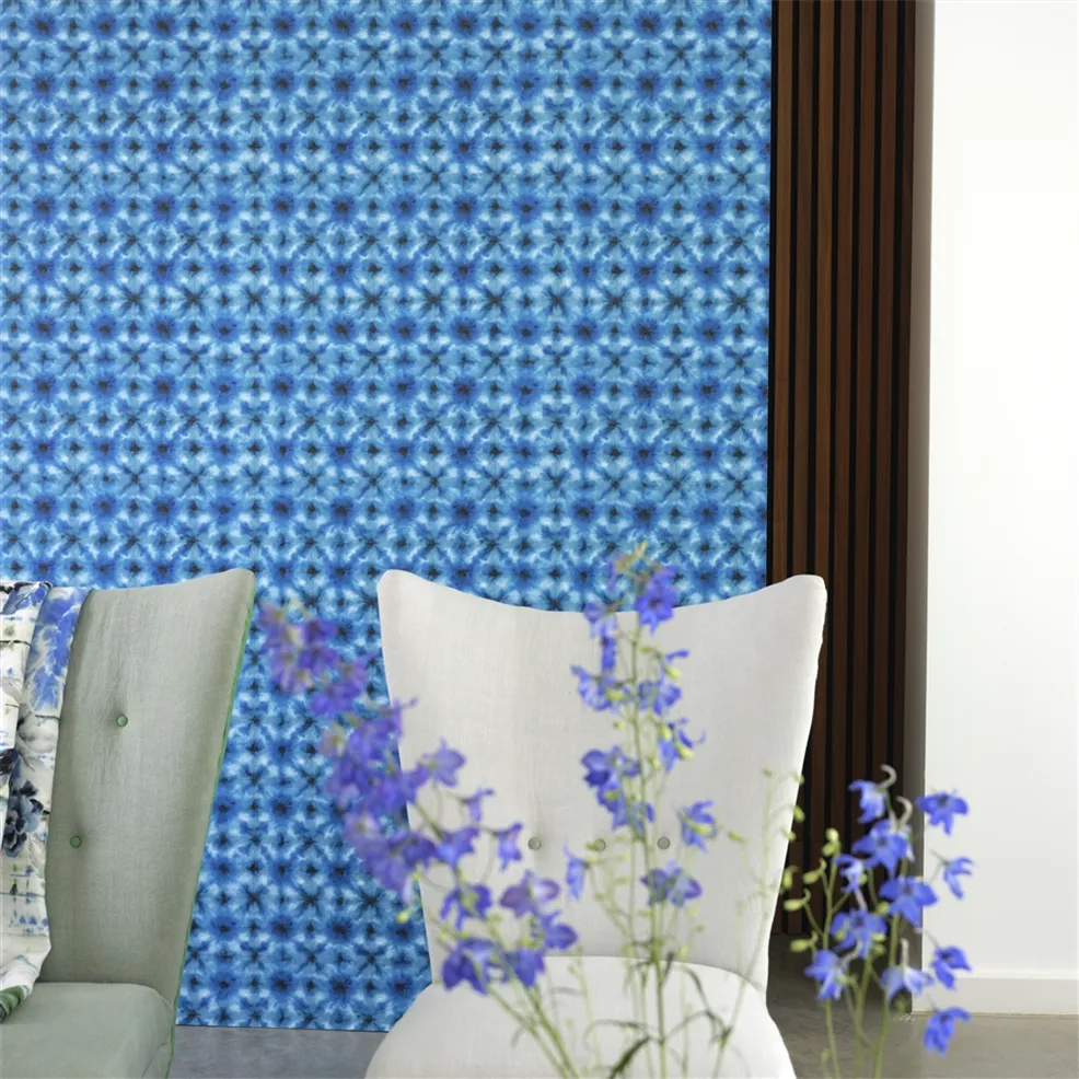 Designers Guild PDG1160/04 Ikebana Shibori Cobalt - tapeta z motywem geometrycznym