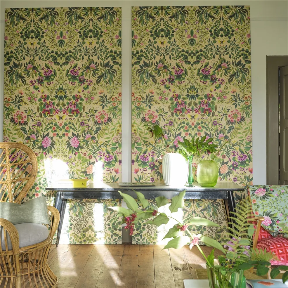 Designers Guild PDG1162/01 Ikebana Grande Fuchsia - mural z motywem liści