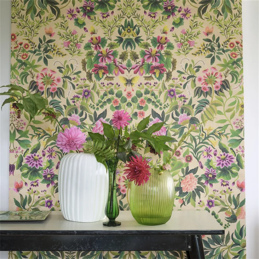 Designers Guild PDG1162/01 Ikebana Grande Fuchsia - mural z motywem liści