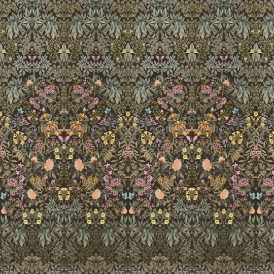 Designers Guild PDG1162/02 Ikebana Grande Chocolate - mural z motywem kwiatowego adamaszku