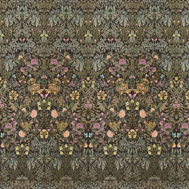 Designers Guild PDG1162/02 Ikebana Grande Chocolate - mural z motywem kwiatowego adamaszku