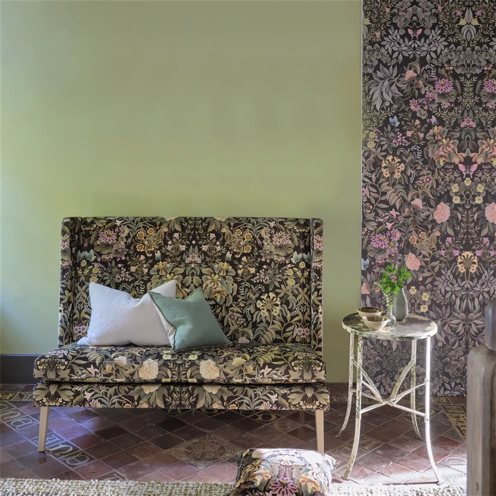 Designers Guild PDG1162/02 Ikebana Grande Chocolate - mural z motywem kwiatowego adamaszku
