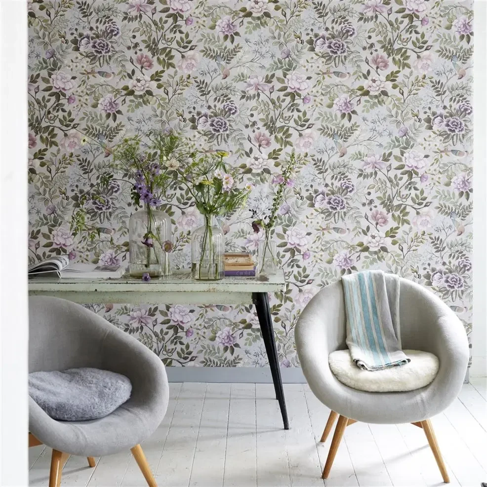 Designers Guild PDG1146/06 Porcelaine De Chine Porcelaine De Chine Porcelain - tapeta z motywem kwiatów