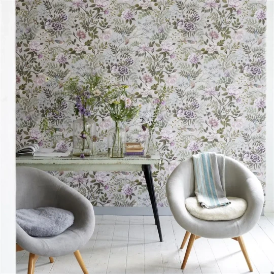 Designers Guild PDG1146/06 Porcelaine De Chine Porcelaine De Chine Porcelain - tapeta z motywem kwiatów