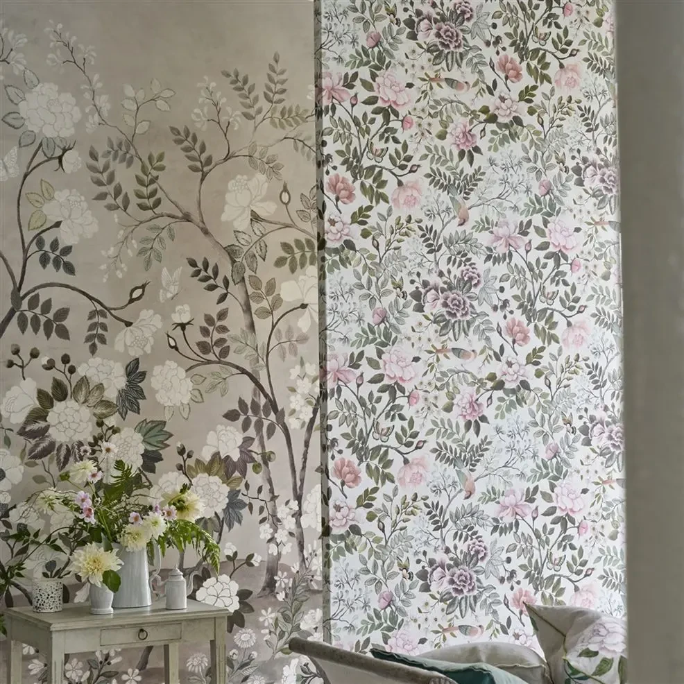 Designers Guild PDG1146/06 Porcelaine De Chine Porcelaine De Chine Porcelain - tapeta z motywem kwiatów