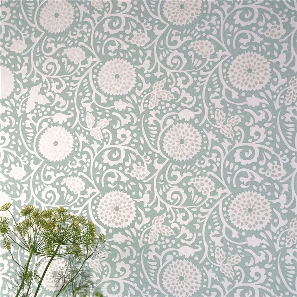 Designers Guild PDG1147/04 Porcelaine De Chine Shaqui Pearl - tapeta z motywem wirującym