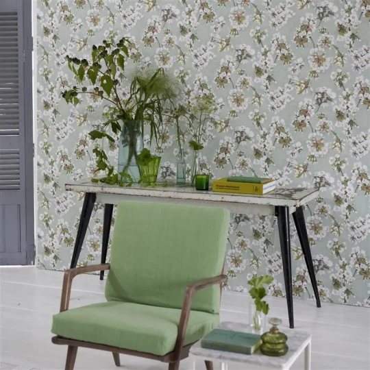 Designers Guild PDG1148/05 Porcelaine De Chine Fleur D Assam Platinum - tapeta z motywem kwiatów