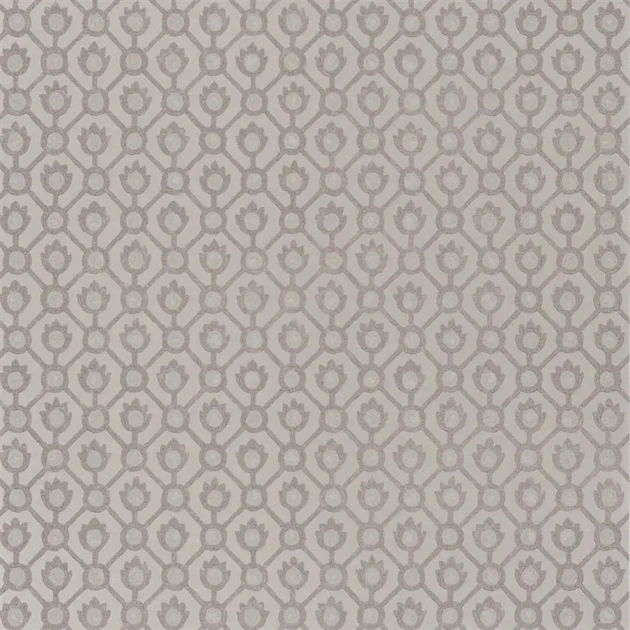 Designers Guild PDG1150/03 Porcelaine De Chine Jaal Platinum - tapeta z motywem geometrycznej siatki