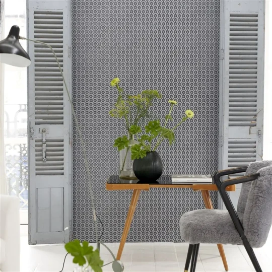 Designers Guild PDG1150/05 Porcelaine De Chine Jaal Oyster - tapeta z motywem geometrycznej siatki