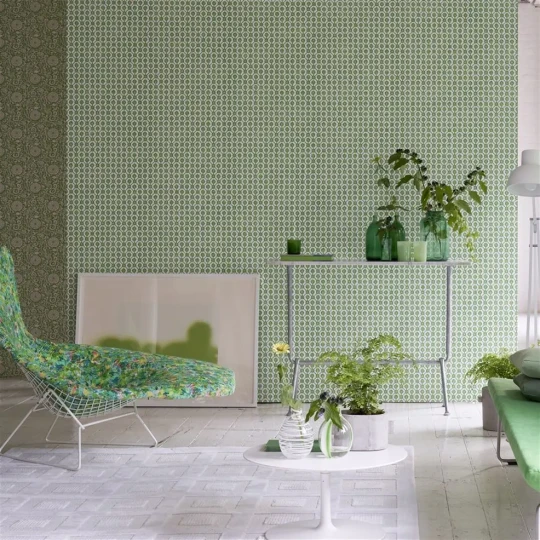 Designers Guild PDG1150/06 Porcelaine De Chine Jaal Pearl - tapeta z motywem geometrycznej siatki