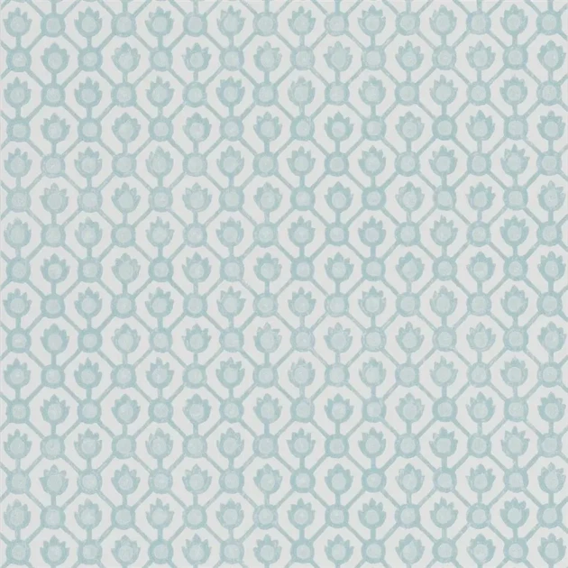 Designers Guild PDG1150/07 Porcelaine De Chine Jaal Eau De Nil - tapeta z motywem geometrycznej siatki