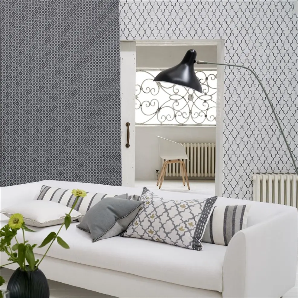 Designers Guild PDG1151/02 Porcelaine De Chine Pergola Trellis Oyster - tapeta z motywem dekoracyjnej kraty