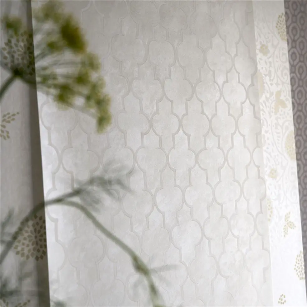 Designers Guild PDG1151/02 Porcelaine De Chine Pergola Trellis Oyster - tapeta z motywem dekoracyjnej kraty