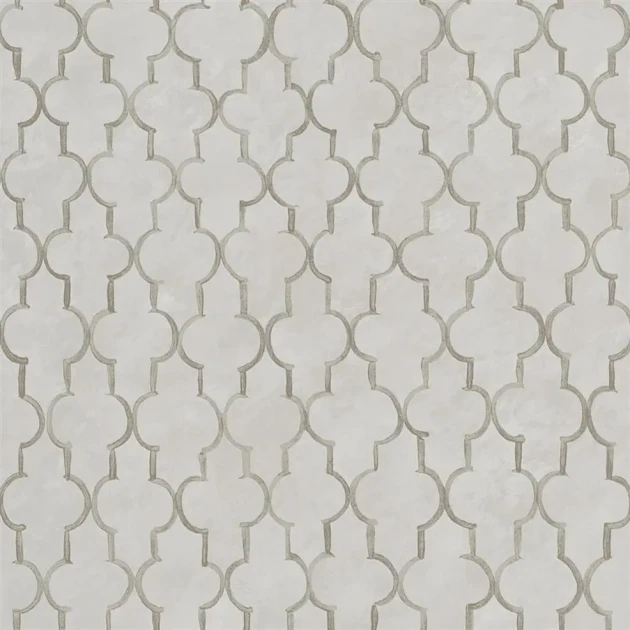 Designers Guild PDG1151/03 Porcelaine De Chine Pergola Trellis Graphite - tapeta z motywem dekoracyjnej kraty