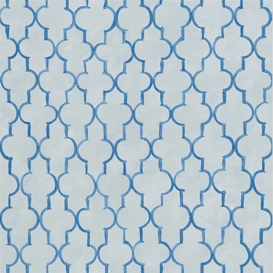 Designers Guild PDG1151/04 Porcelaine De Chine Pergola Trellis Cobalt - tapeta z motywem dekoracyjnej kraty