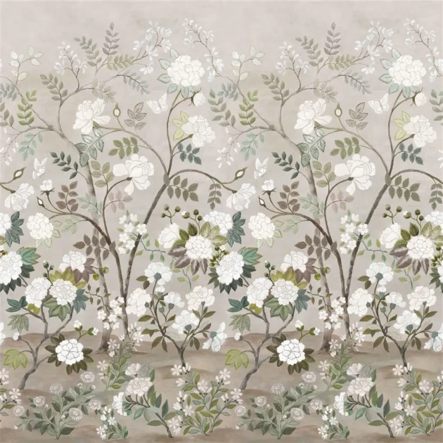 Designers Guild PDG1152/02 Porcelaine De Chine Fleur Orientale Pale Birch - tapeta z motywem kwiatów