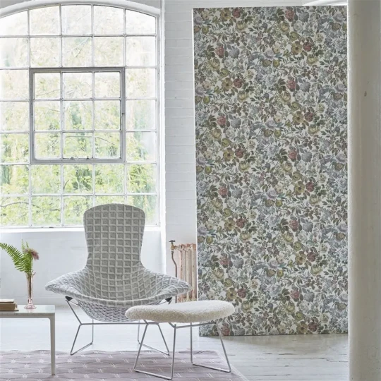 Designers Guild PDG1125/03 Minakari Mansur Zinc - tapeta z motywem kwiatów
