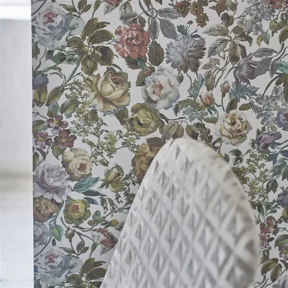 Designers Guild PDG1125/03 Minakari Mansur Zinc - tapeta z motywem kwiatów