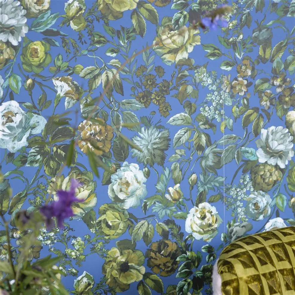 Designers Guild PDG1125/05 Minakari Mansur Cobalt - tapeta z motywem kwiatów