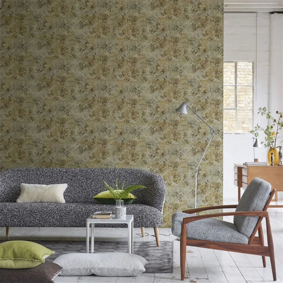 Designers Guild PDG1126/03 Minakari Tarbana Gold - tapeta z motywem kwiatów