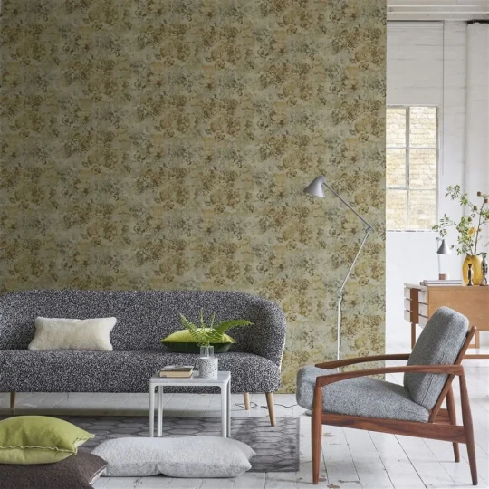 Designers Guild PDG1126/03 Minakari Tarbana Gold - tapeta z motywem kwiatów
