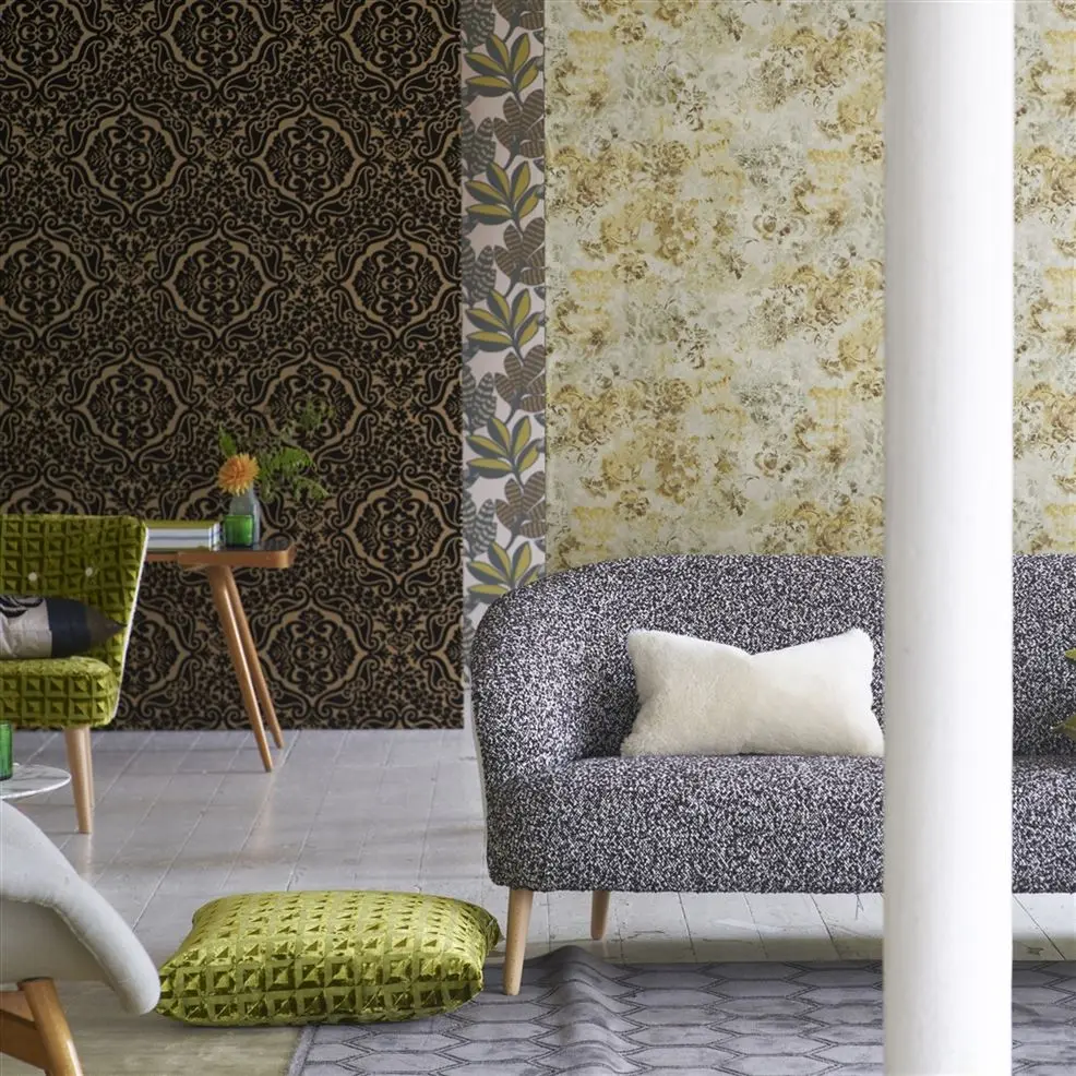Designers Guild PDG1126/03 Minakari Tarbana Gold - tapeta z motywem kwiatów