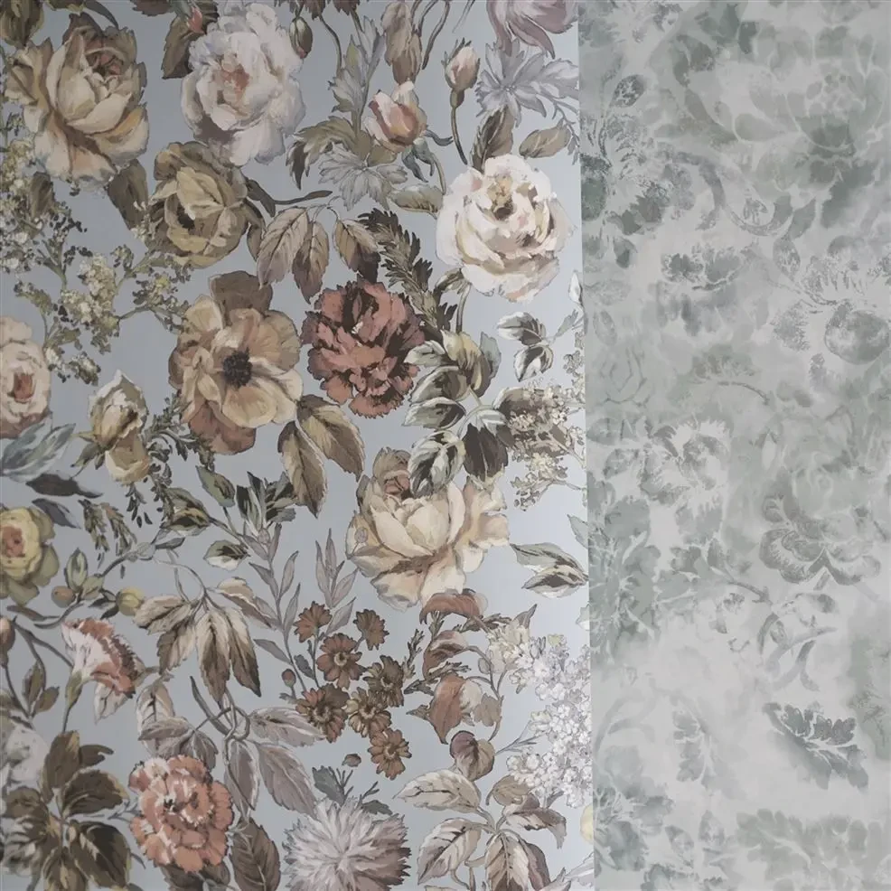 Designers Guild PDG1126/04 Minakari Tarbana Silver - tapeta z motywem kwiatów