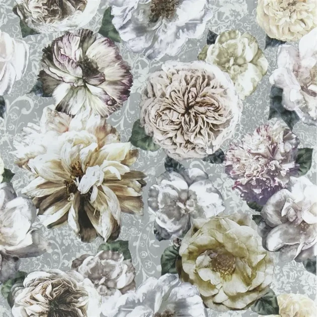 Designers Guild PDG1128/02 Minakari Pahari Platinum - tapeta z motywem kwiatów