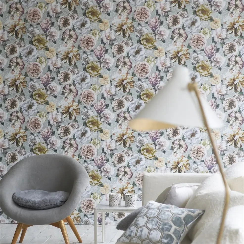 Designers Guild PDG1128/02 Minakari Pahari Platinum - tapeta z motywem kwiatów