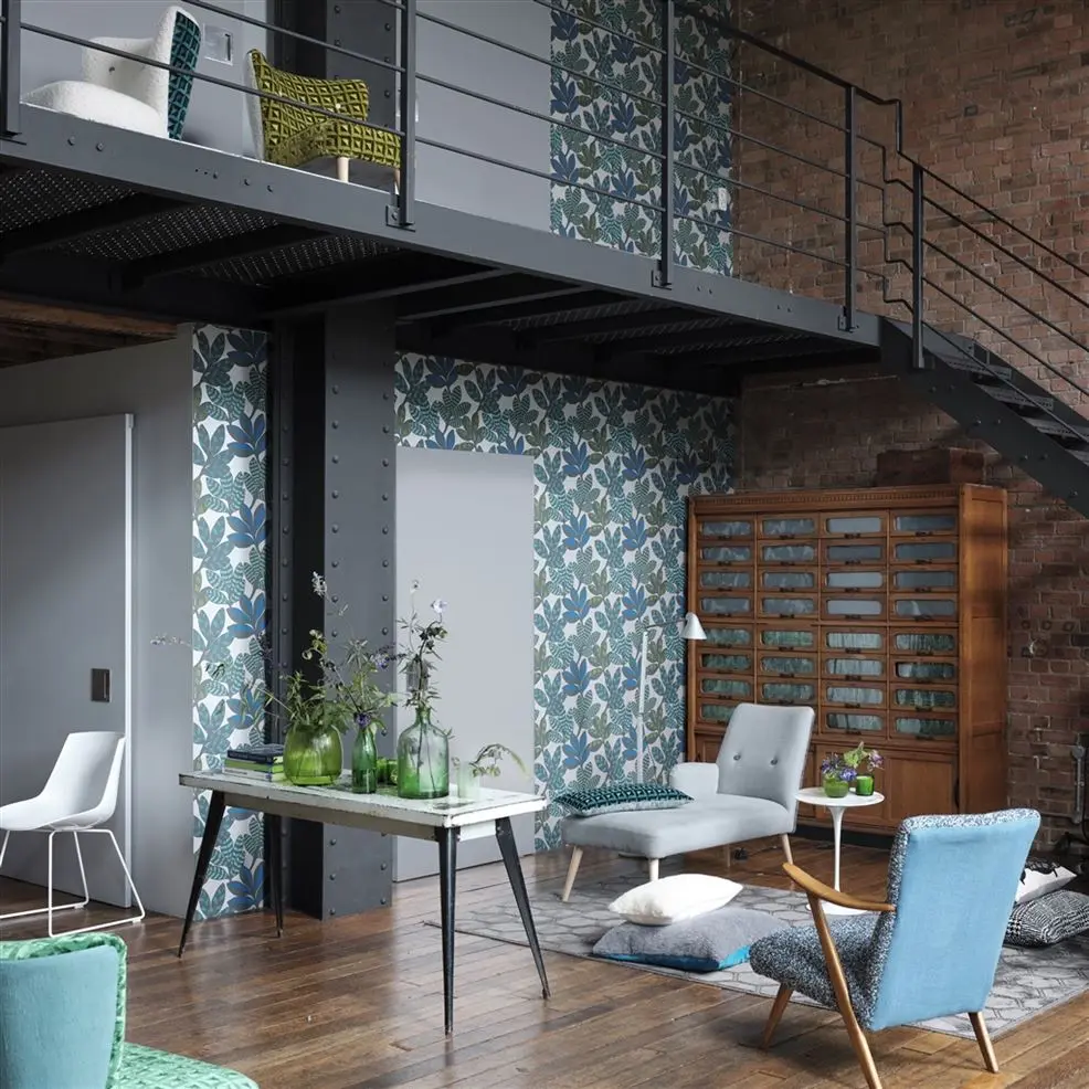 Designers Guild PDG1129/04 Minakari Tanjore Cobalt - tapeta z motywem liści