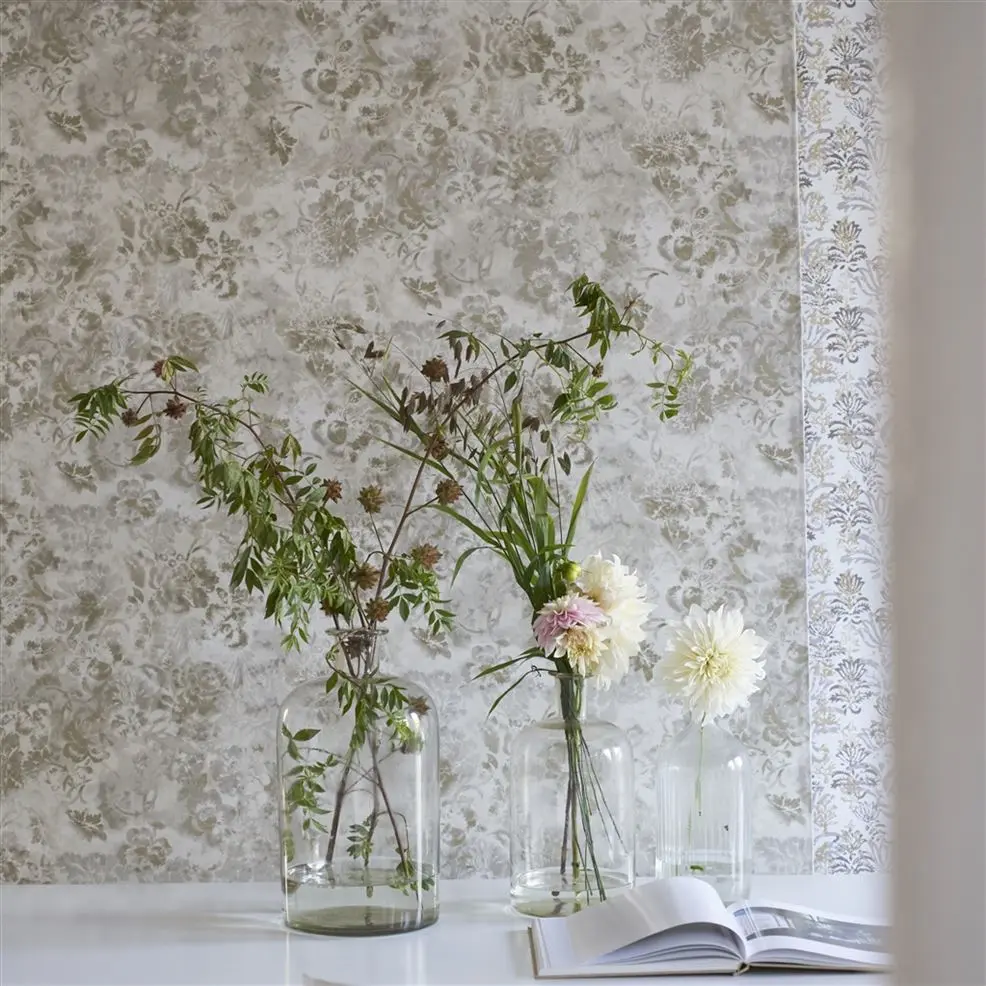 Designers Guild PDG1130/01 Minakari Kasavu Ivory - tapeta z motywem adamaszku
