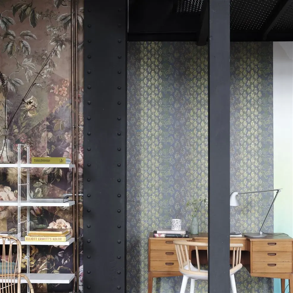 Designers Guild PDG1130/02 Minakari Kasavu Graphite - tapeta z motywem adamaszku