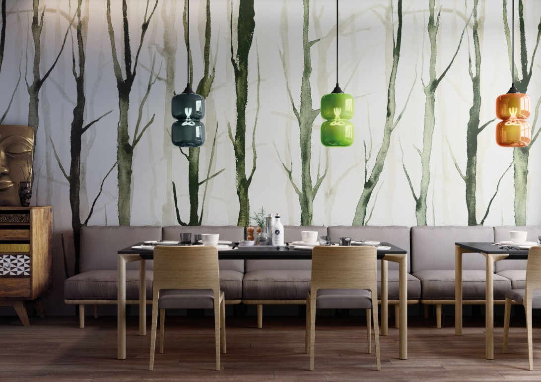 Tecnografica Art Collections The Sign: Alberi Zen Green - mural z motywem drzew