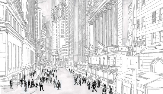 Tecnografica Art Collections Marco Fontana: Wall Street Crowded 1 - mural z motywem miasta
