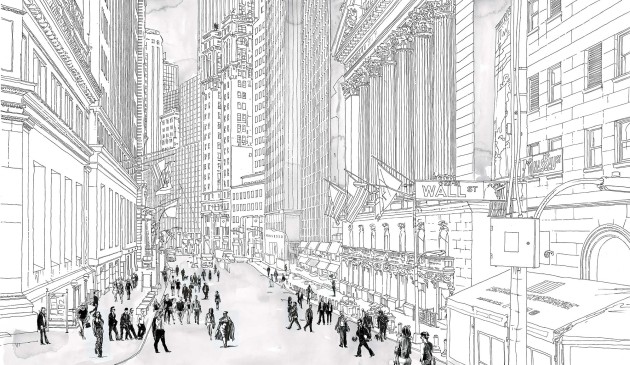 Tecnografica Art Collections Marco Fontana: Wall Street Crowded 1 - mural z motywem miasta