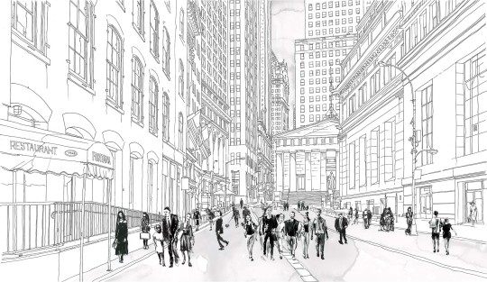 Tecnografica Art Collections Marco Fontana: Wall Street Crowded 2 - mural z motywem miasta