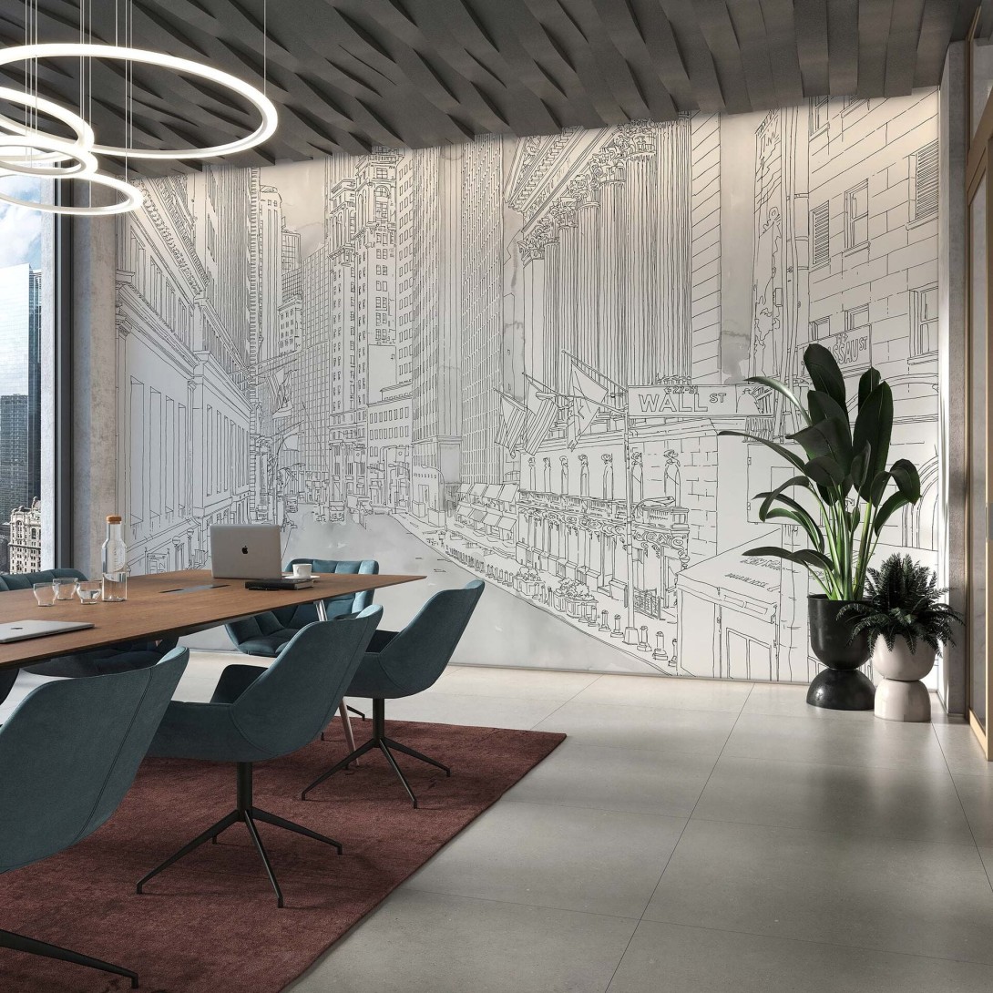 Tecnografica Art Collections Marco Fontana: Wall Street Crowded 2 - mural z motywem miasta