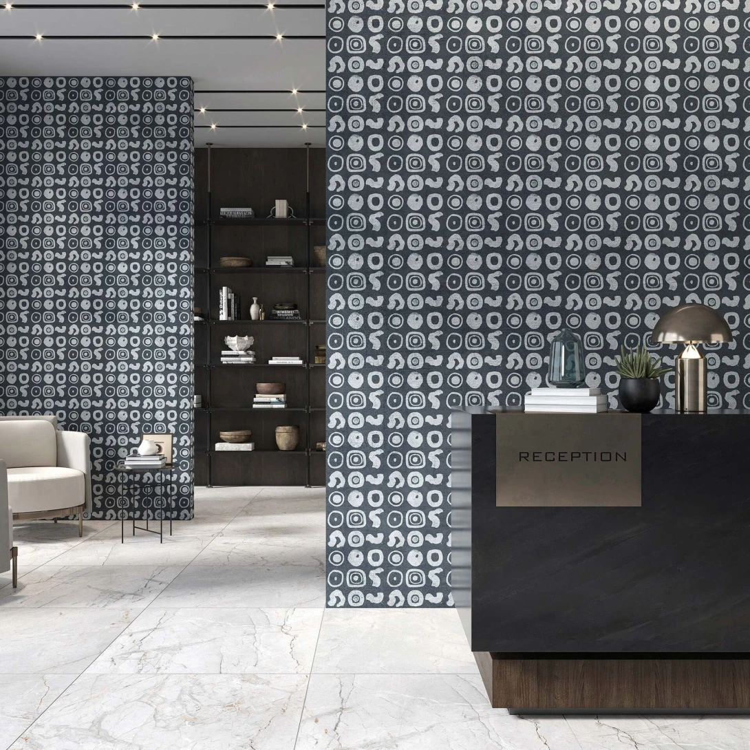 Tecnografica Art Collections Mauricio Lara: Signos White A - mural z motywem rzędów kształtów