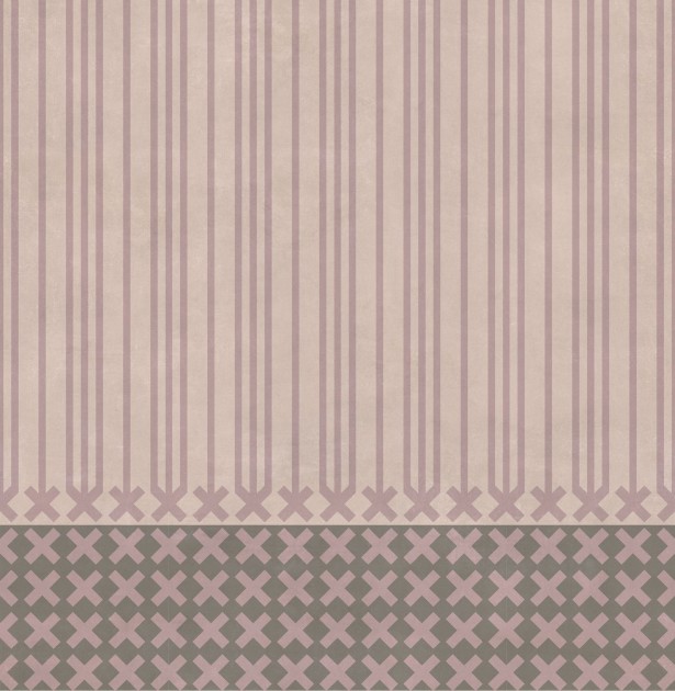 Tecnografica Art Collections Paolo Giordano & Simona Cardinetti: Xenia Blushy Pink - mural z motywem pasów i krzyżyków
